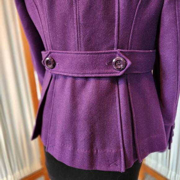 Guess Wool Blend Double Breasted Pea Coat Deep Purple Size Medium - Picture 7 of 16